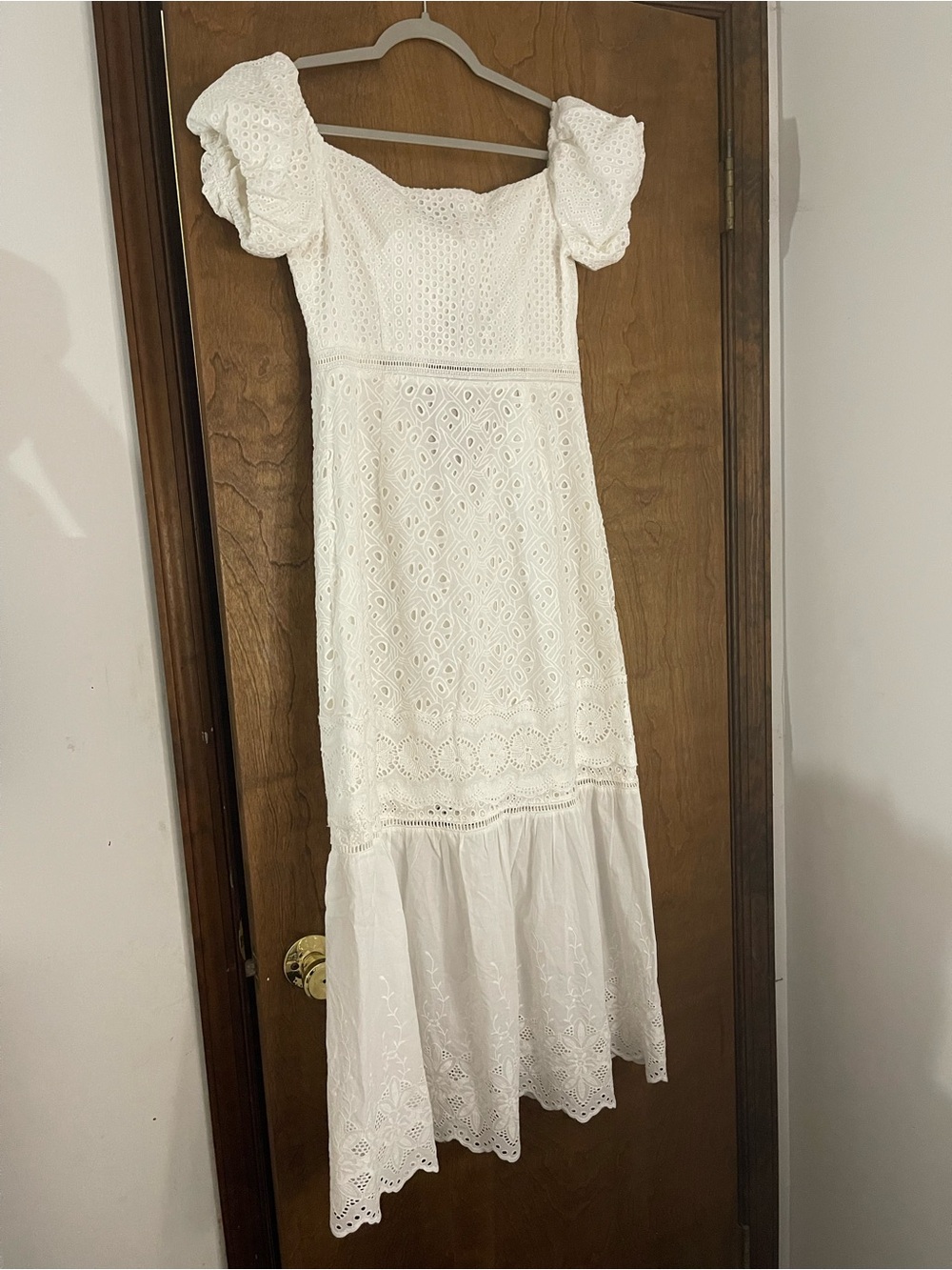 True Decadence White Broderie Bardot Eylet Boho Maxi Dress Size 10 NWOT - Picture 6 of 6